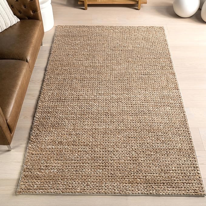 Nuloom Penelope Tan, 6' x 9', Hand-Braided, Wool & Cotton, Soft and Textured, High Traffic, Stain Resistant, Easy Clean, Durable Area Rug for Bedroom, Living Room, Dining, Foyer, Entryway