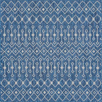 Unique Loom Outdoor Trellis Collection Area Rug - Tribal Trellis (6' 1" Square, Blue/ Ivory)