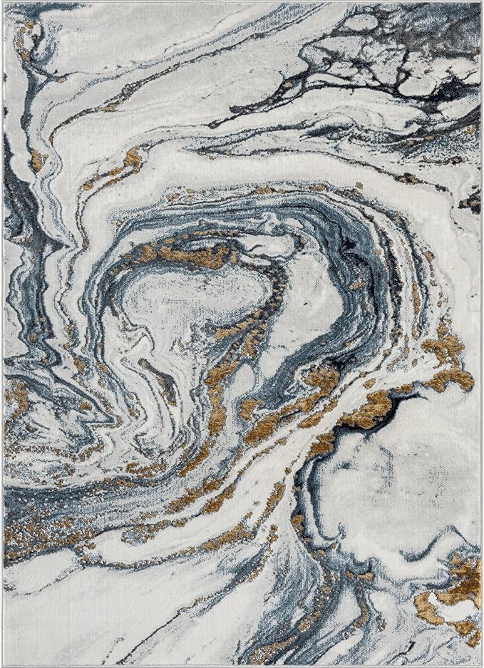 LUXE WEAVERS Marble Effect Abstract Blue 6x9 Area Rug