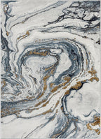 LUXE WEAVERS Marble Effect Abstract Blue 6x9 Area Rug