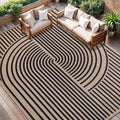 Tangsoo Rainbow Easy Jute Rug 8x10 Washable Rugs for Living Room,Black Non Slip Carpet,Outdoor Patio Area Rug Farmhouse Modern Office Mat for Backyard Dining Room Bedromm