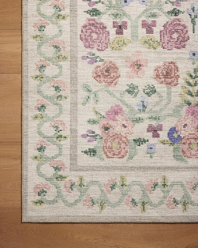 Loloi Rifle Paper Co. Rosa Collection RSA-01 Ivory 2'-6" x 9'-6" Runner Rug