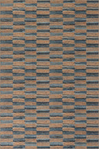 Dash & Albert Ravel Stripe Blue Machine Washable Rug, 4 X 6 Feet, Tan/Blue Stripe Pattern