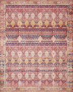 Loloi Layla Collection LAY-15 Magenta/Multi 2'-3" x 3'-9" .13" Thick Accent Rug, Soft, Durable, Vintage Inspired, Distressed, Low Pile, Non-Shedding, Easy Clean, Printed, Living Room Rug