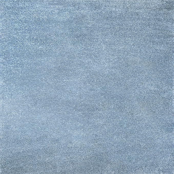 Eyely UES100F-9SQ Supersoft Haze Solid Low-Pile Indoor Area Rug, Coastal, Bohemian, Minimalist, Classic, Casual for Bedroom,Kitchen,Living Room,Non Shedding,Easy-Washing, Blue, 9' Square