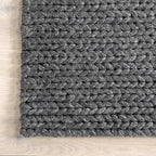 Nuloom Penelope Charcoal, 7'6" x 9'6", Hand-Braided, Wool & Cotton, Soft and Textured, High Traffic, Stain Resistant, Easy Clean, Durable Area Rug for Bedroom, Living Room, Dining, Foyer, Entryway
