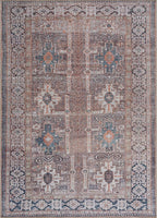Bloom Rugs Washable Non-Slip 2' x 3' Rug - Brown/Blue/Orange Traditional Oriental Area Rug for Living Room, Bedroom, Dining Room, and Kitchen - Exact Size: 2' x 3'