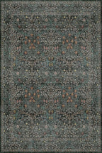 Dining Room Rugs for Under Table - 6x9 Washable Dark Green Oriental Area Rug for Living Room, Low Pile Non-Slip Floor Carpet for Bedroom - Vintage Design & Stain Resistance (6x9 Dark Green)