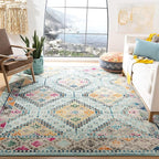 SAFAVIEH Madison Collection Area Rug - 10' x 14', Blue & Yellow, Boho Diamond Distressed Design, Non-Shedding & Easy Care, Ideal for High Traffic Areas in Living Room, Bedroom (MAD418K)