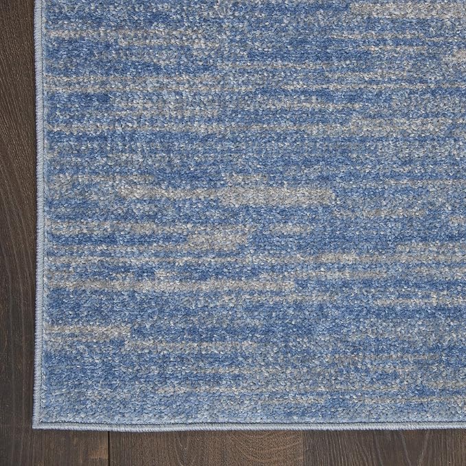 Nourison Home Nourison Essentials Blue Grey 2'2" x 12' Area Rug - Easy Clean, Non Shedding, Bed Room, Living Room, Dining Room, Kitchen (12' Runner)