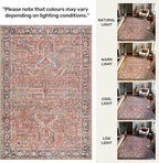 GLN Rugs Traditional Collection - Machine Washable Area Rug, Traditional Washable, Non Slip, Low Pile Chenille Rug, Living Room, Bedroom, Kitchen Rug (2' x 3' Terra/Multicolor 1168)