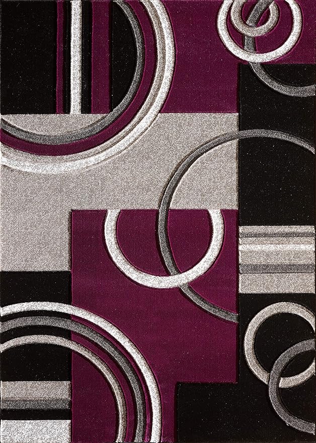 GLORY RUGS Area Rug Modern 2x7 Purple Soft Hand Carved Contemporary Floor Carpet with Premium Fluffy Texture for Indoor Living Dining Room and Bedroom Area