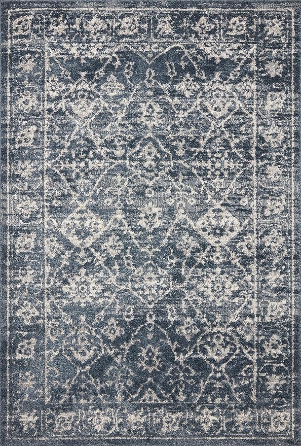 Loloi Magnolia Home by Joanna Gaines Gigi Collection GIG-02 Navy/Stone 6'-7" x 9'-2" Area Rug