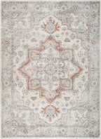 Nourison Home Astra Machine Washable Traditional Grey/Multi 6'7" x 9' Area Rug, Easy Cleaning, Non Shedding, Bed Room, Living Room, Dining Room, Kitchen (7x9)