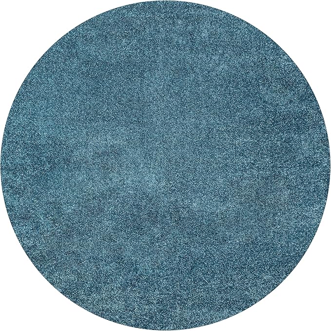 JONATHAN Y Haze Solid Low-Pile Turquoise 6' Round Indoor Area Rug, Coastal,Bohemian,Minimalist,Classic, Easy-Cleaning for Living Room,Bedroom,Kitchen,Pet Friendly,Non-Shedding (SEU100H-6R)