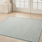 Nourison Home Courtyard Ivory Aqua 5' x Square Area Rug - Easy Clean, Non Shedding, Bed Room, Living Room, Dining Room, Kitchen (5' x Square)
