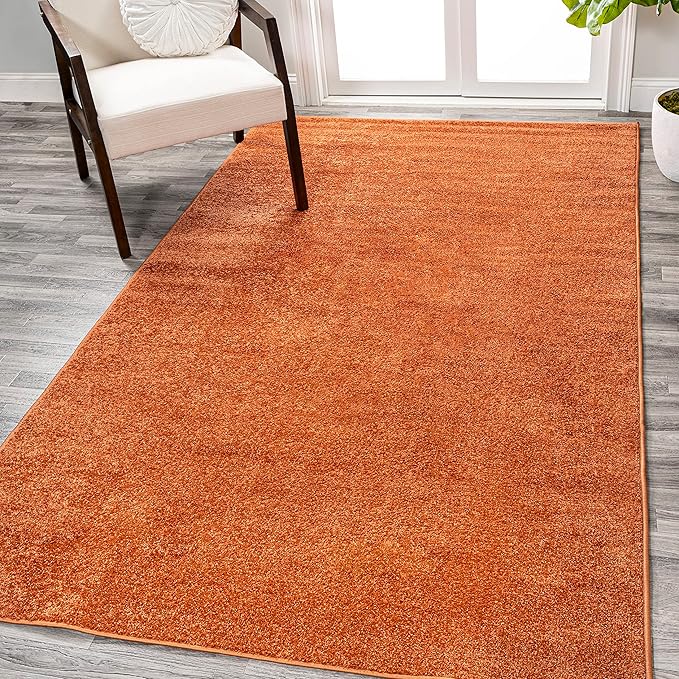 Eyely UES100M-6 Supersoft Haze Solid Low-Pile Indoor Area Rug, Coastal, Bohemian, Minimalist, Classic, Casual for Bedroom,Kitchen,Living Room,Non Shedding,Easy-Washing, Orange, 6 X 9