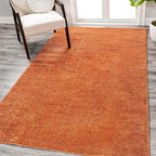 Eyely UES100M-4 Supersoft Haze Solid Low-Pile Indoor Area Rug Casual;Contemporary;Solid;Traditional, Bedroom, Kitchen, Living Room, Easy-Cleaning, Non-Shedding, 4 X 6, Orange