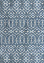 Unique Loom Outdoor Trellis Collection Area Rug - Tribal Trellis (10' x 14' 1" Rectangle, Blue/ Ivory)