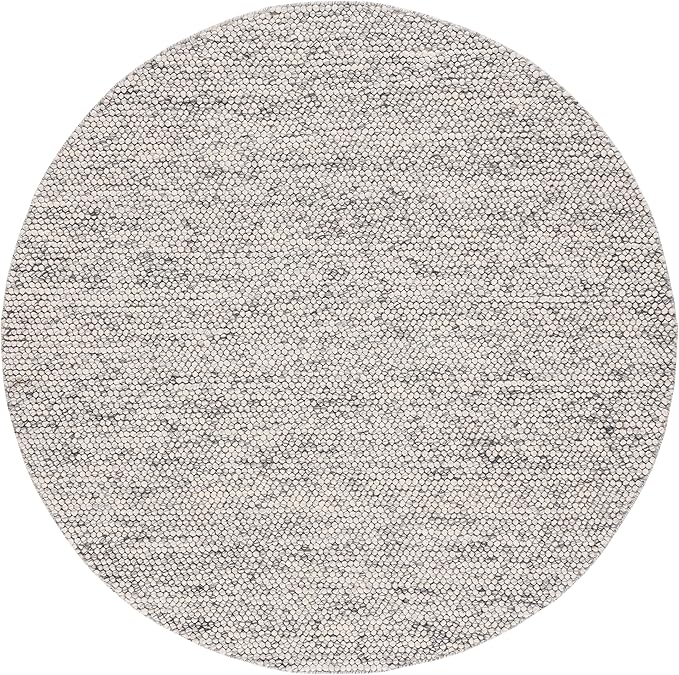 Safavieh Natura Collection Area Rug - 10' Round, Light Grey & Ivory, Handmade Wool Blend, Textured Design, Ideal for Living Room, Bedroom, Dining Space (NAT620G)