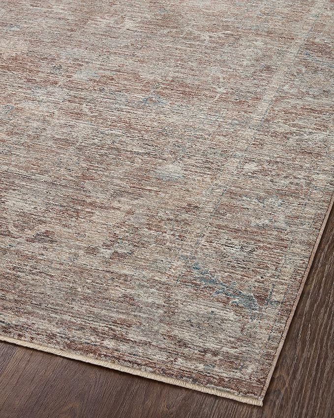 Loloi Magnolia Home by Joanna Gaines Millie Collection MIE-04 Brick/Fog 5'-3" x 5'-3", .25" Pile Height, Round Area Rug