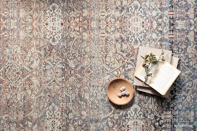 Loloi Chris Loves Julia Jules Collection JUL-06 Denim/Spice 2'-6'' x 9'-6'', .13" Pile Height, Runner Rug