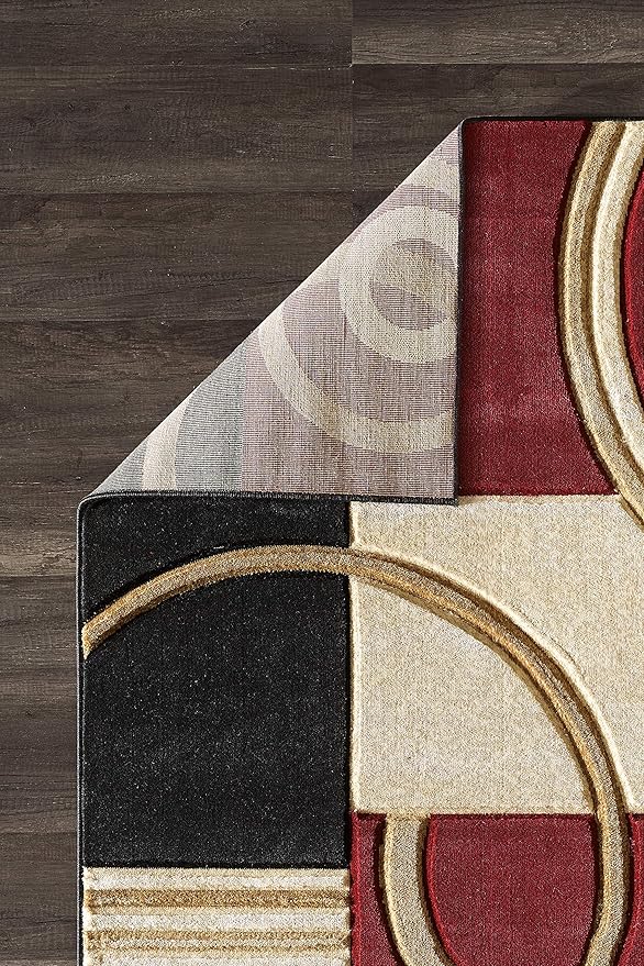 GLORY RUGS Area Rug Modern Soft Hand Carved Contemporary Floor Carpet with Premium Fluffy Texture for Indoor Living Dining Room and Bedroom Area (4x6, Dark Red)