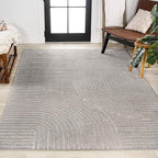 JONATHAN Y Hallie High-Low Curve Gray/Ivory Indoor/Outdoor Area Rug, 12x15, Minimalist, Pet Friendly, Non-Shedding, Stain Resistant, Hose-Washable for Backyard, Patio, Porch (SCN100A-15)