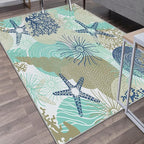 Tritard Coastal Area Rugs Nautical Beach Themed Non-Slip Machine Washable Rugs Modern Floor Carpet for Living Room Bedroom, 8x10, Navy