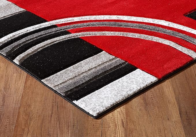 GLORY RUGS Area Rug Modern 2x7 Red Soft Hand Carved Contemporary Floor Carpet with Premium Fluffy Texture for Indoor Living Dining Room and Bedroom Area