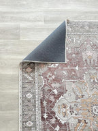 Fame Living Faded Oushak Rug, Turkish Vintage Floral Pastel Large Oversized Area Rugs for Living Room Dining Bedroom Kitchen Bathroom Nursery (848CrNv, 2' x 3')