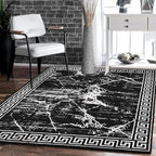 GLORY RUGS Area Rugs Marble 4x5 Black Gray Carpet Modern Abstract Rug Living Room Dining Bedroom Rug