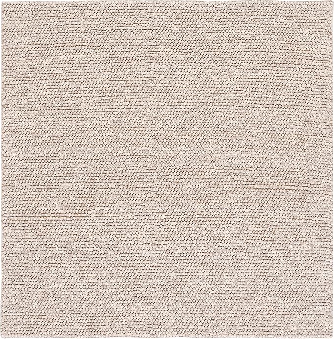 SAFAVIEH Natura Collection Area Rug - 6' Square, Beige, Handmade Wool Blend, Textured Design, Ideal for Living Room, Bedroom, Dining Space (NAT620B)