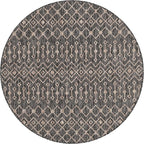 Unique Loom Outdoor Trellis Collection Area Rug - Tribal Trellis (5' 3" Round, Charcoal Gray/ Natural)