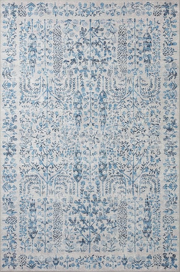 Loloi Rifle Paper Co. Maison Collection MAO-07 Blue 7'-6" x 9'-6", .19" Pile Height, Area Rug