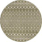 Unique Loom Outdoor Trellis Collection Area Rug - Tribal Trellis (7' 10" Round, Green/ Natural)