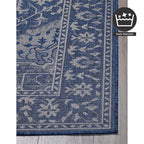 FH Home Flat Woven Outdoor Rug - Waterproof, Easy to Clean, Stain Resistant - Premium Polypropylene Yarn - Vintage - Patio, Deck, Porch,Balcony,Laundry Room - Amol - Blue - 3ft 11 in x 5ft 6in
