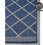 FH Home Flat Woven Outdoor Rug - Waterproof, Easy to Clean, Stain Resistant - Premium Polypropylene Yarn - Moroccan Geometric Lattice - Patio, Porch, Deck, Balcony - Tunis - Blue - 5ft 4in x 7ft 6in