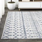 JONATHAN Y Boho Vintage Diamond Cream/Navy Indoor Area Rug 9X12 ft, Moroccan Hype for Living Room, Bedroom, Kitchen, Office, Easy-Cleaning, High Traffic, Pet-Friendly, Non-Shedding (MOH101F-9)