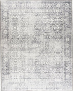 ReaLife Rugs Machine Washable Area Rug - Living Room Bedroom Bathroom Kitchen Entryway Office - Padded Low Pile Stain Resistant Premium - Boho Farmhouse Vintage - Noor - Silver Ivory 7'6" x 9'6"