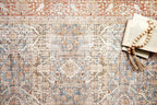 Loloi Layla Collection LAY-04 Ocean/Rust 2'-6" x 12'-0" .13" Thick Runner Rug, Soft, Durable, Vintage Inspired, Distressed, Low Pile, Non-Shedding, Easy Clean, Printed, Living Room Rug