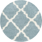 SAFAVIEH Dallas Shag Collection Area Rug - 4' Round, Seafoam & Ivory, Trellis Design, Non-Shedding & Easy Care, 1.5-inch Thick Ideal for High Traffic Areas in Living Room, Bedroom (SGD257C)