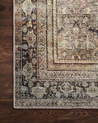 Loloi Layla Collection LAY-03 Olive/Charcoal 7'-6" x 9'-6" .13" Thick Area Rug, Soft, Durable, Vintage Inspired, Distressed, Low Pile, Non-Shedding, Easy Clean, Printed, Living Room Rug