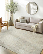 Hauteloom Nakia Bohemian Vintage Medallion Area Rug - Damask Floral Fade Look Carpet for Living Room, Bedroom - Farmhouse - Ivory, Cream, Medium Brown - 3'11" x 5'7"