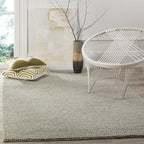 SAFAVIEH Area Rug 11x15 - Natura Collection - Large - Silver, Handmade Wool Blend, Textured Design, Ideal for Living Room, Bedroom, Dining Space (NAT620C)