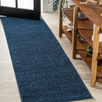 JONATHAN Y Haze Solid Low-Pile Navy Runner Rug 2x16, Coastal,Bohemian,Minimalist,Classic, Easy-Cleaning for Living Room,Bedroom,Kitchen,Pet Friendly,Non-Shedding (SEU100C-216)