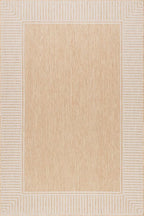 Nuloom Asha Tan/Ivory, 10' x 14', Casual, Striped Border, Soft and Cozy, High Traffic, Stain Resistant, Easy Clean, Durable Area Rug for Indoor/Outdoor Patio, Deck, Porch, Garden, Courtyard