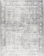 ReaLife Rugs Machine Washable Area Rug - Living Room Bedroom Bathroom Kitchen Entryway Office - Padded Low Pile Stain Resistant Premium - Boho Farmhouse Vintage - Noor - Silver Ivory 4' x 6'