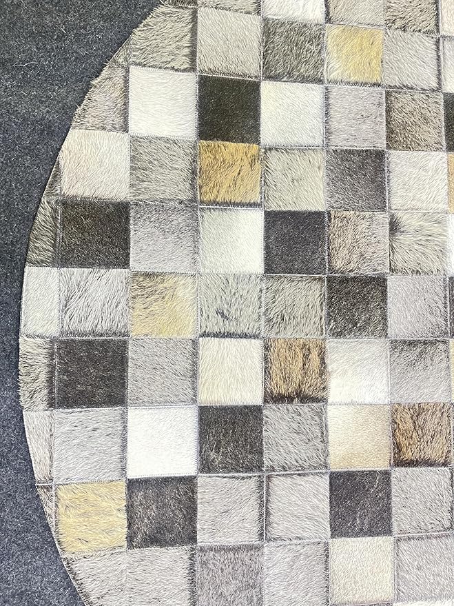 Round Area Rug – Soft Modern Carpet for Living Room, Bedroom, Entryway – Non-Slip Durable Floor Mat for Home Décor (Grey_8X8)
