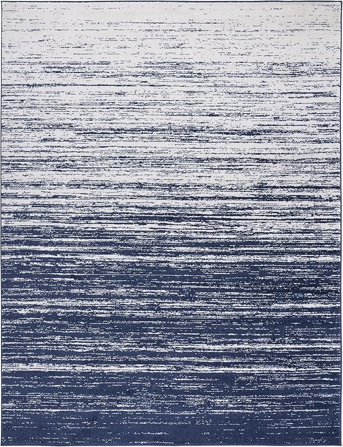 SAFAVIEH Area Rug 6x9 - Adirondack Collection - Navy & Ivory, Modern Ombre Design, Non Shedding & Easy to Clean, Ideal for Living Room, Bedroom, Office, Dining Space (ADR113N)